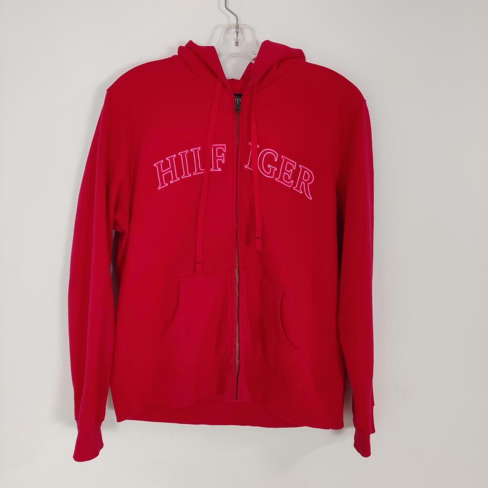 Tommy Hilfiger Women's Zip Up Hoodie in Pink Size XL Cotton Streetwear Gorpcore